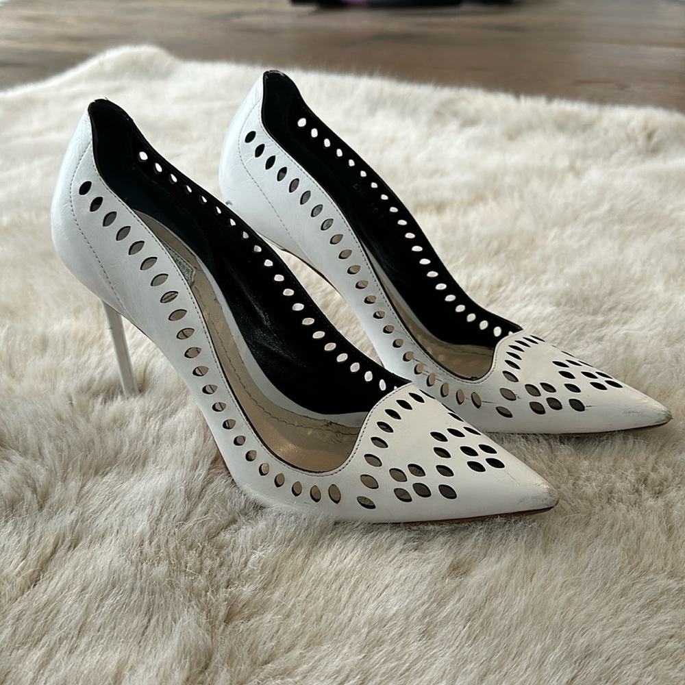 White Dior Verso 10cm Pumps size 37